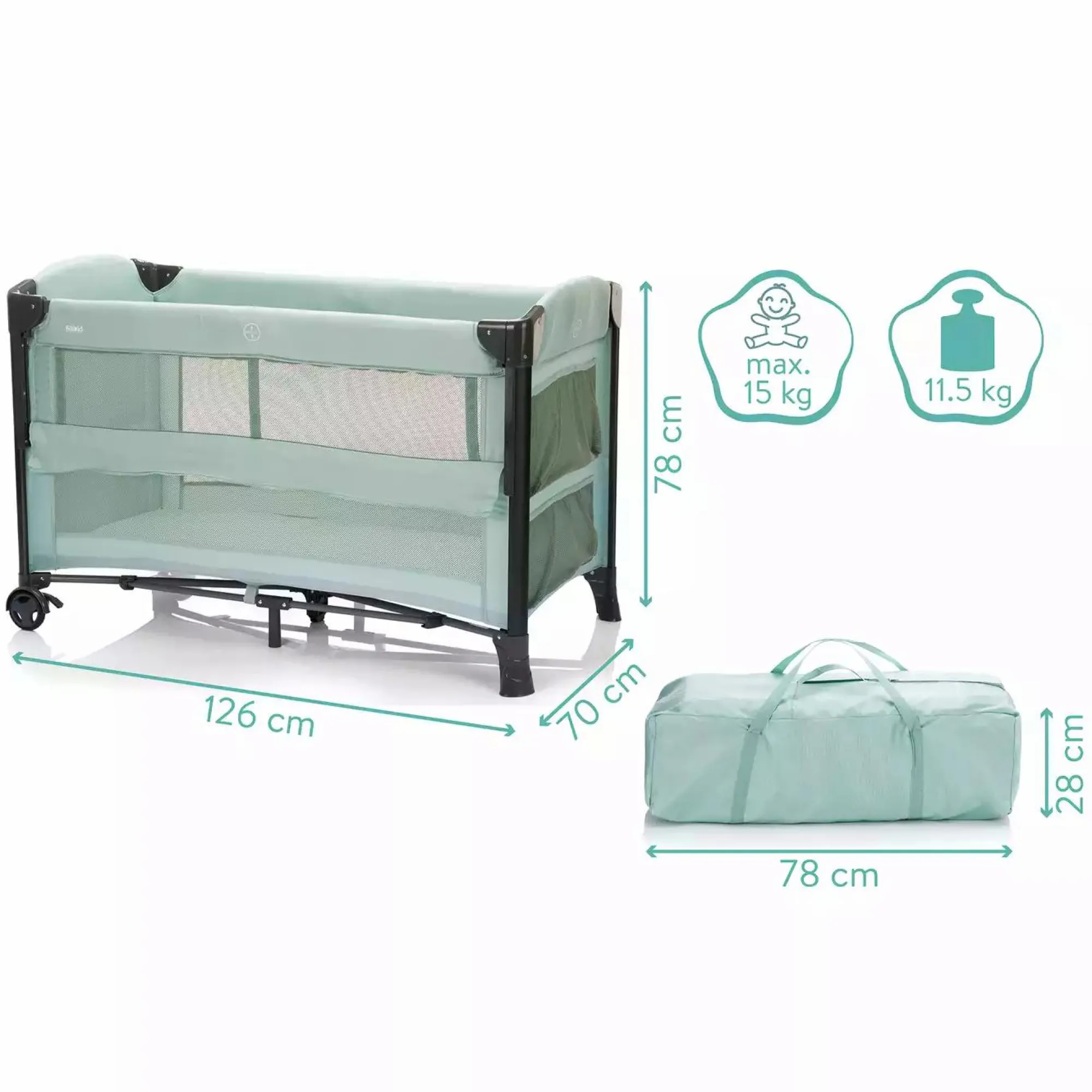 Beistellbett Zürich Mint Babybetten|Reisebetten & Zubehör