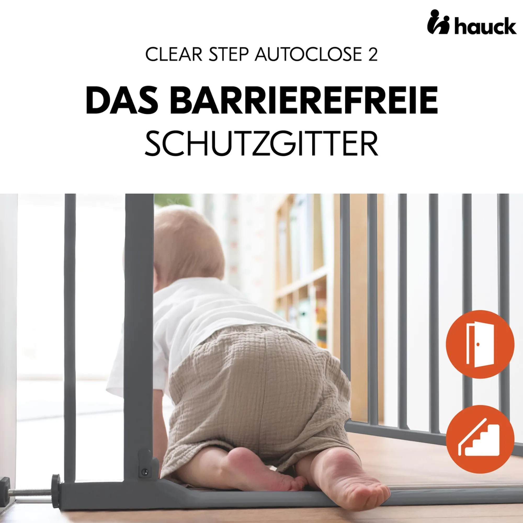 Best Clear Step Autoclose 2 Dark Grey 75-80 cm Tür- & Treppenschutzgitter