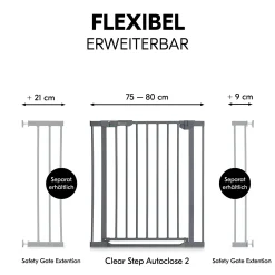 Best Clear Step Autoclose 2 Dark Grey 75-80 cm Tür- & Treppenschutzgitter