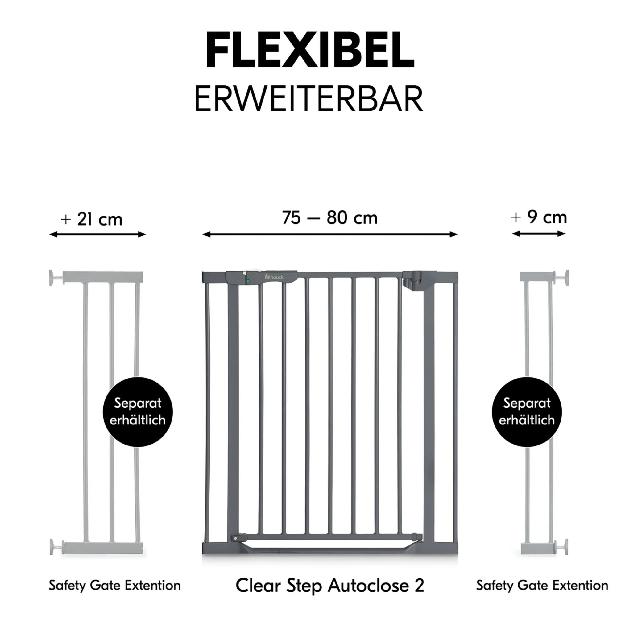 Best Clear Step Autoclose 2 Dark Grey 75-80 cm Tür- & Treppenschutzgitter