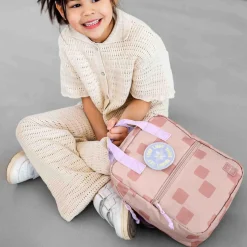 Outlet Kinderrucksack Square Pattern Party Rosa Kinder Kinderrucksäcke