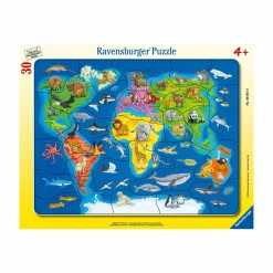 Sale Rahmenpuzzle Weltkarte mit Tieren Kinder Lernspielzeug|Spielzeug Ab 4 Jahren