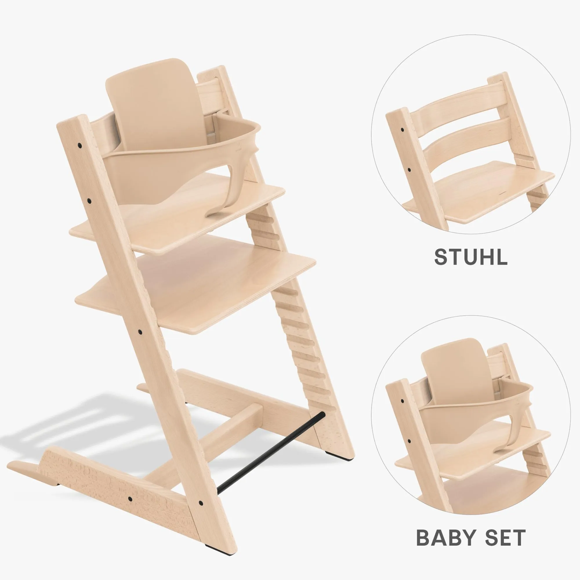 Best Set Tripp Trapp® Natural mit Baby Set Treppenhochstühle