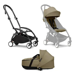 Best Set YOYO³ Gestell Black mit 0+ Liegewanne und 6+ Textilset Toffee Kinder Kombi-Kinderwagen